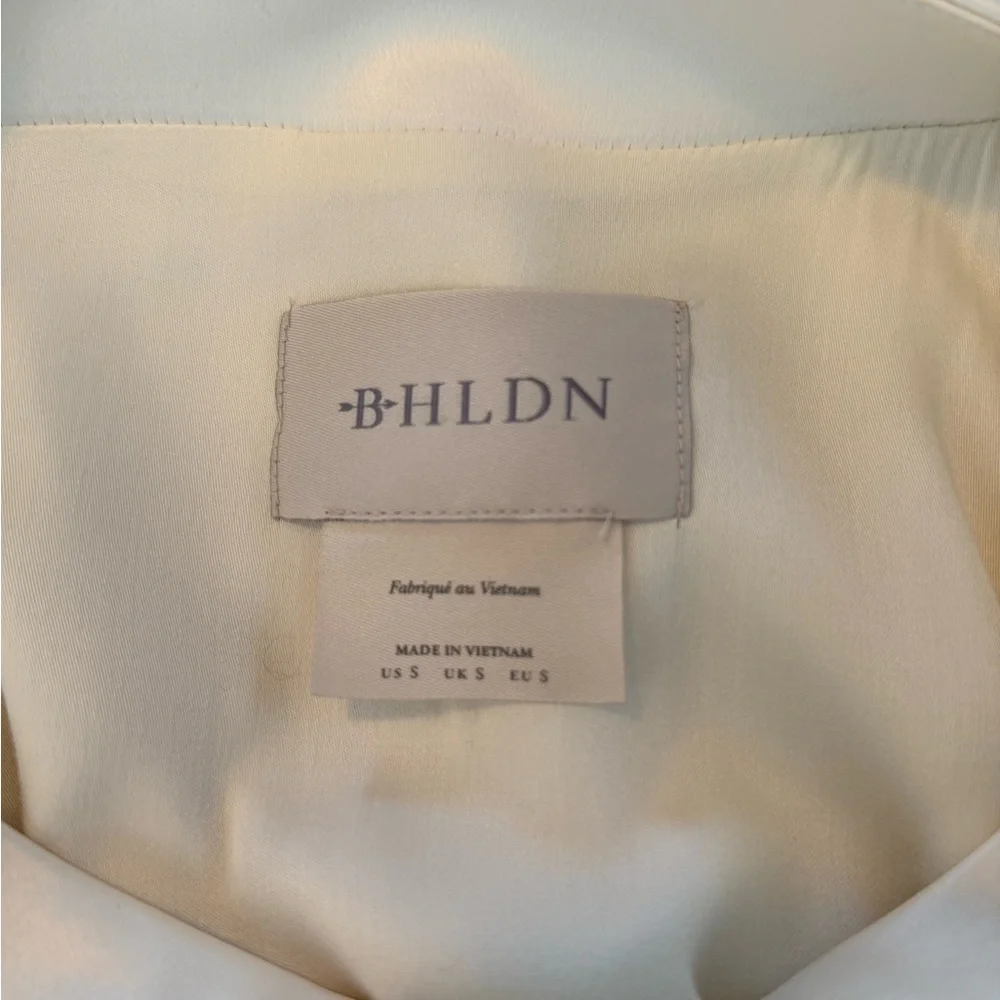 BHLDN Ivory Satin Ruched Midi Dress - Picture 3 of 3